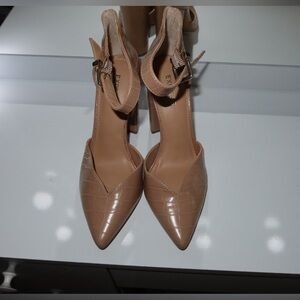 Express Nude Croc-Embossed Heels